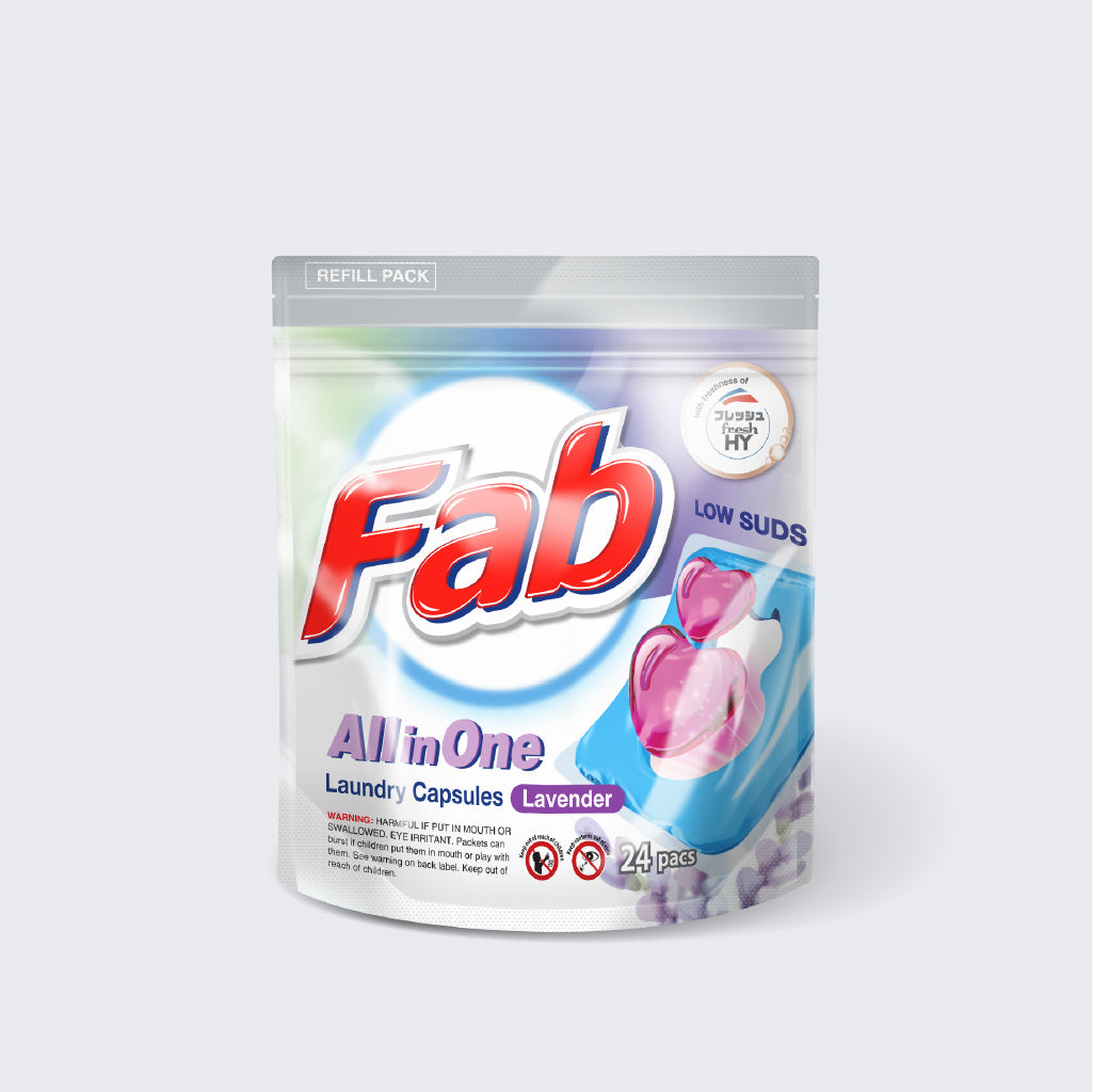 Fab All in One Low Suds Laundry Capsules Refill (24 Pcs)