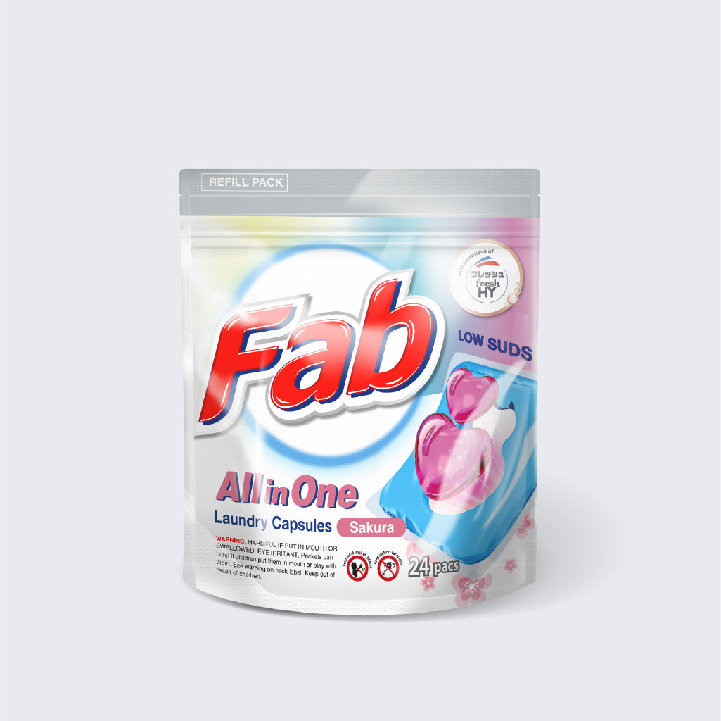 Fab All in One Low Suds Laundry Capsules Refill (24 Pcs)