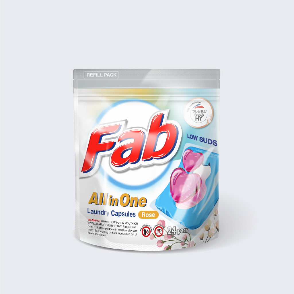 Fab All in One Low Suds Laundry Capsules Refill (24 Pcs)