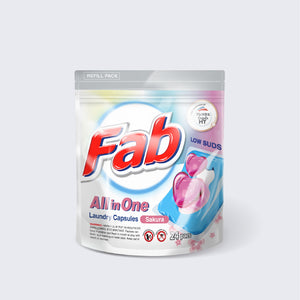 Fab All in One Low Suds Laundry Capsules Refill (24 Pcs)