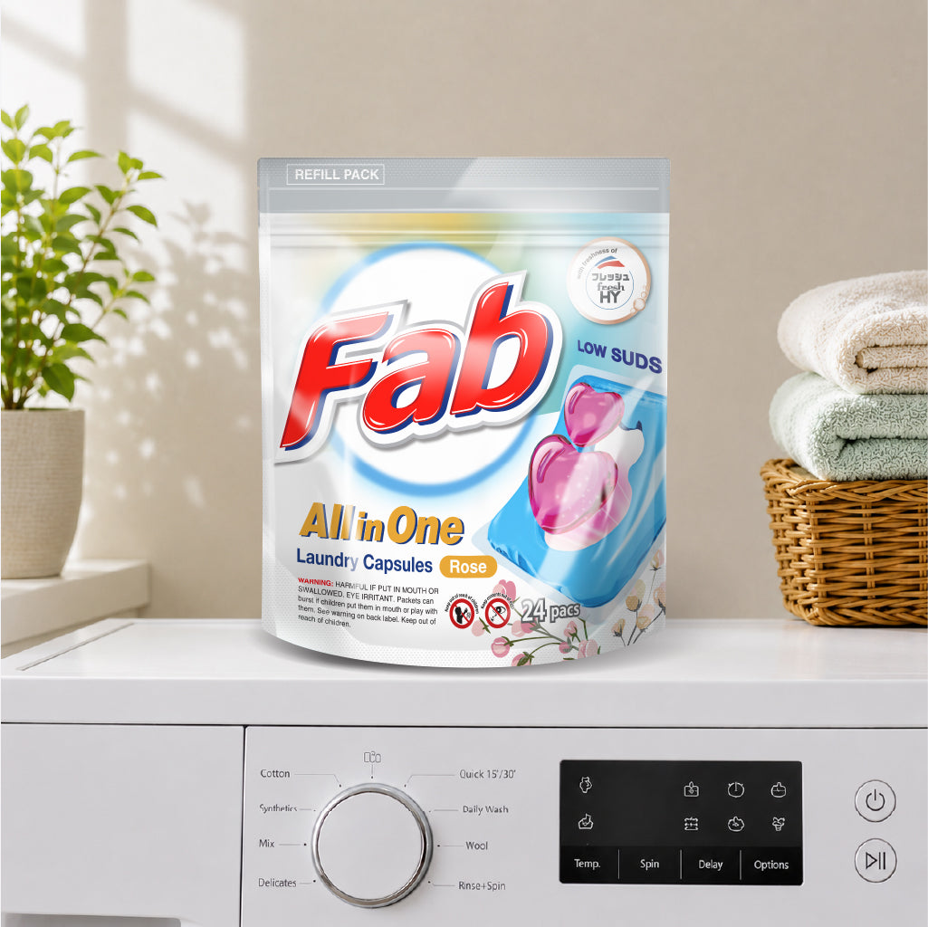 Fab All in One Low Suds Laundry Capsules Refill (24 Pcs)